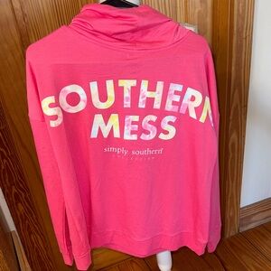 NWT Simply Southern Bright Pink Cowl Neck Sweater